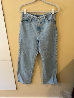 Garage Light Blue Raw-Hem High-Rise Cropped Jeans